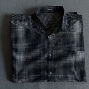 BUGATCHI Shirt Mens Medium Black Gray Gingham Sz Lrg Mens Buttonup  Classic Fit‎